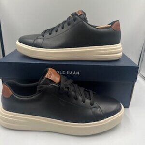 NEW Cole Haan Grand+ Court Sneakers Men’s Size 9 Black & Ivory Leather NIB